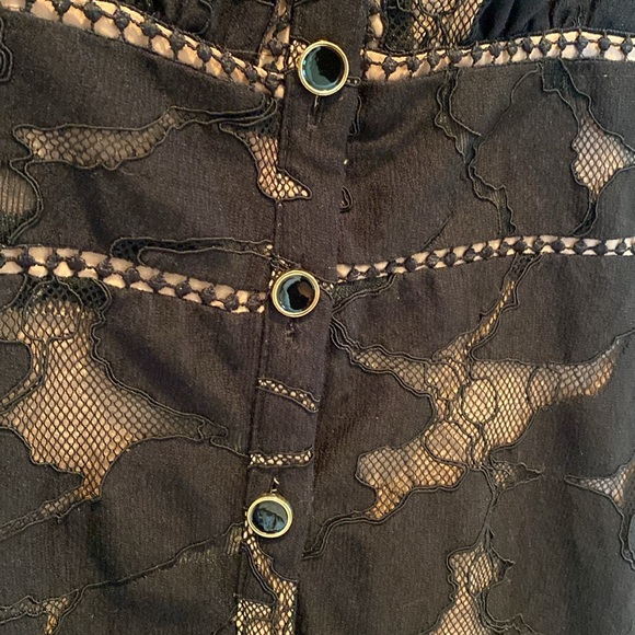 Anthropologie black lace button front dress Sz 4P New - Picture 7 of 7